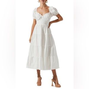 ASTR Sweetheart Neck Tiered Ruffle Cotton Dress Size Large